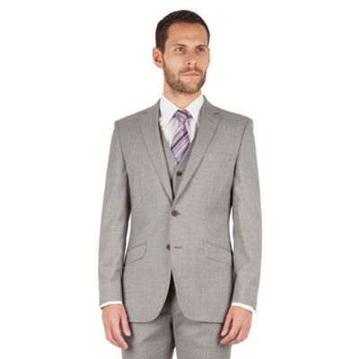 J by Jasper Conran J by Jasper Conran Light grey 2 button front tailored fit italian suit jacket